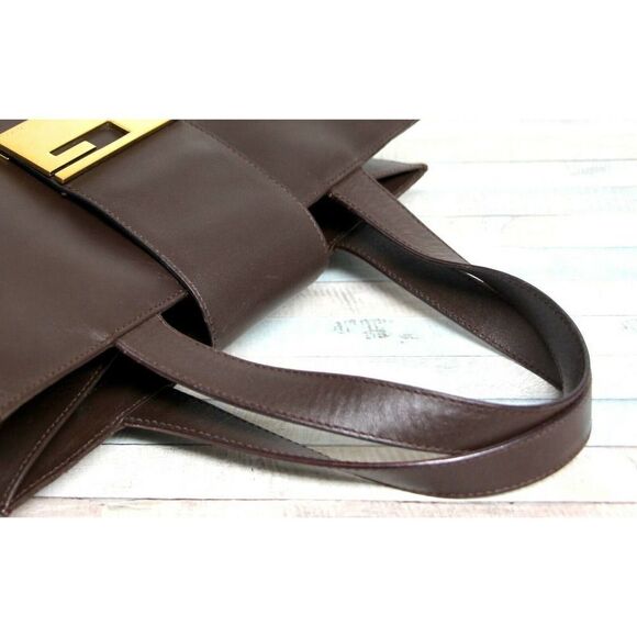 90th Y2K  Gucci BROWN GENUINE LEATHER SUEDE LINED LOGO HANDBAG PURSE SATCHEL - Picture 5 of 12